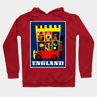 England Abstract Bus Travel and Tourism Print Hoodie